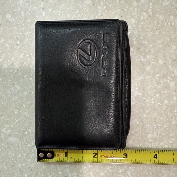 LEXUS Leather Wallet Business Card Holder By Fossil Black Credit Card Holder - Picture 9 of 12
